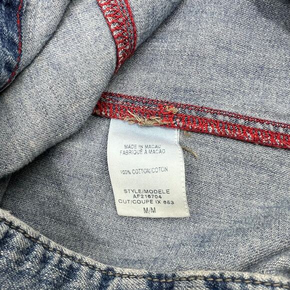 Guess Womens Vintage 90s Y2K Denim Snap Button Grunge Long Sleeve Dress Sz M - Picture 8 of 14